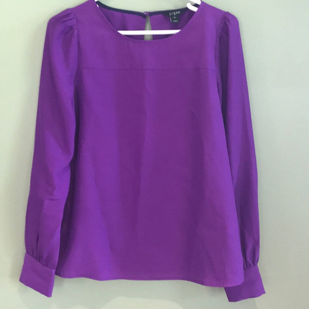 J. Crew vibrant purple long sleeve dress top